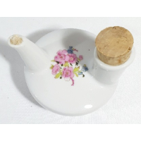 Keramiek wit olielampje met roze bloemen 